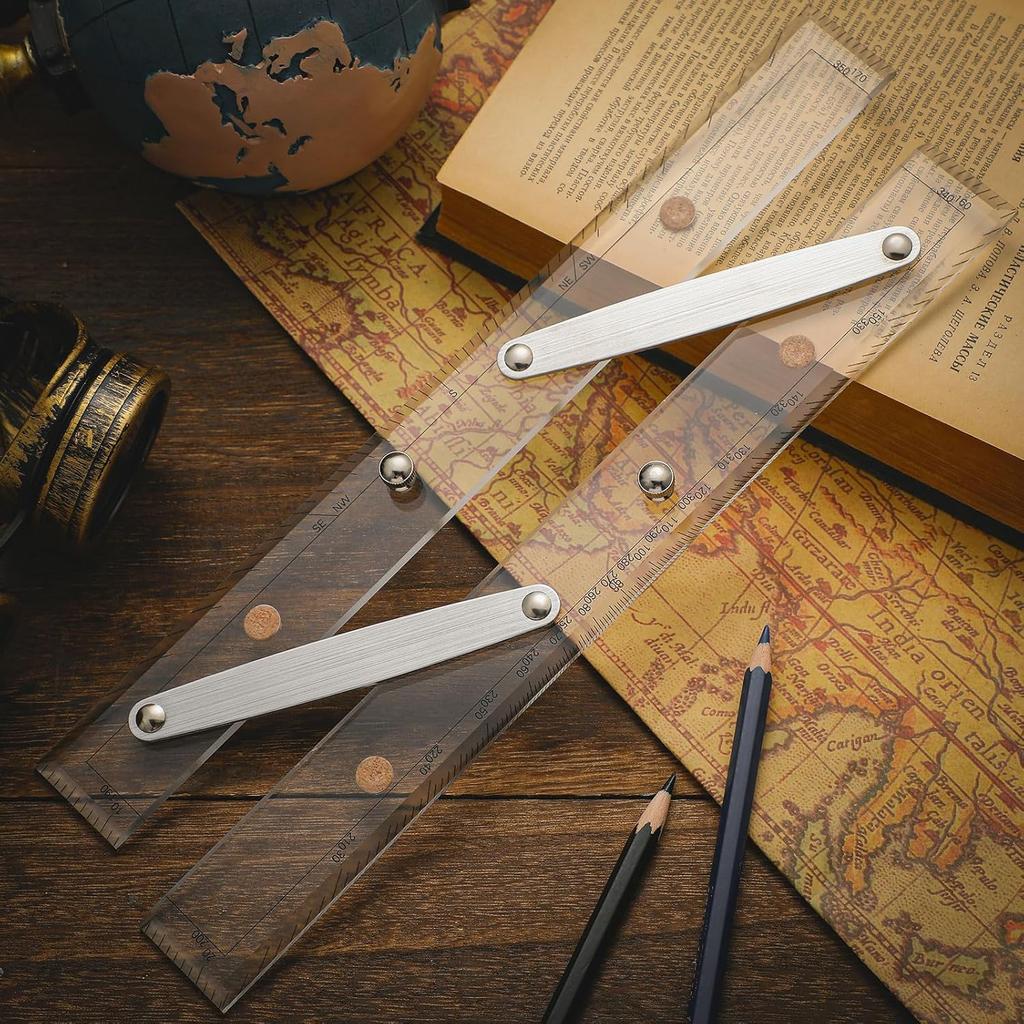 Parallel Ruler Marine Navigation Tool with Clear Scales Parallel Ruler with Brushed Aluminum Arms Nautical Charts Navigation Tools for Boat Ship