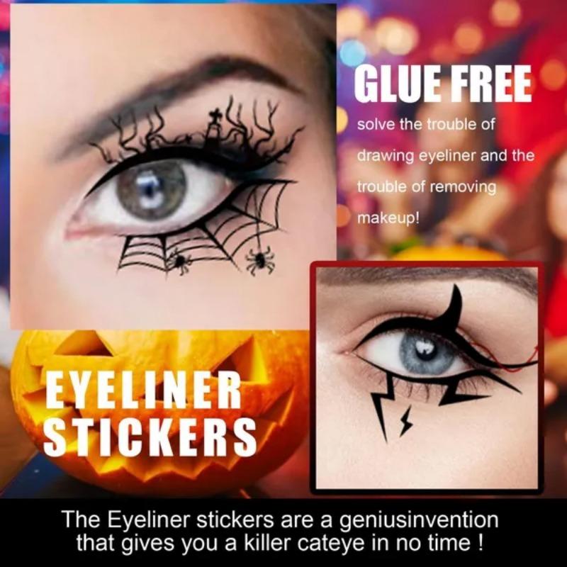 4/8 ζεύγη Αυτοκόλλητα Τατουάζ Ματιών Halloween Eyeliner Δαντέλες Προσώπου Αυτοκόλλητο Μακιγιάζ Αράχνη Ιστός Αράχνης Νυχτερίδα Φεστιβάλ Μακιγιάζ Σχέδιο Διακοσμήσεις