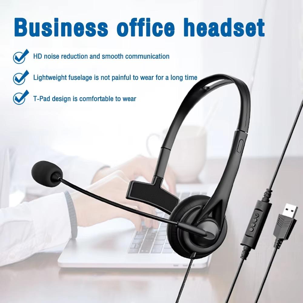 with Mic Business Headphones Wired Earphones Universal Call Center Headset  Call Headphones