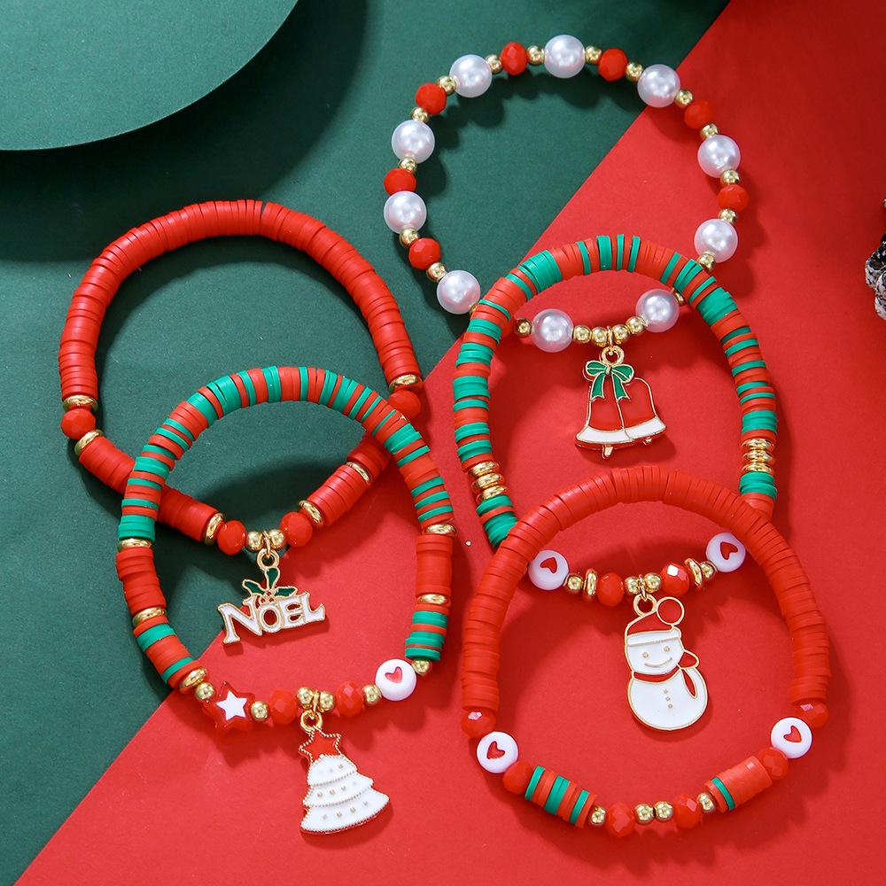 Christmas Bracelet Set Holiday Ornaments Snowman Santa Bracelet