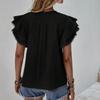 Moda Casual Cuello Redondo Tops de Verano para Mujer Camisas Sueltas Blusa Vintage de Encaje con Borlas y Mangas Volantes Camisa Lisa Elegante de Corte Ajustado para Mujer Nuevo 26424