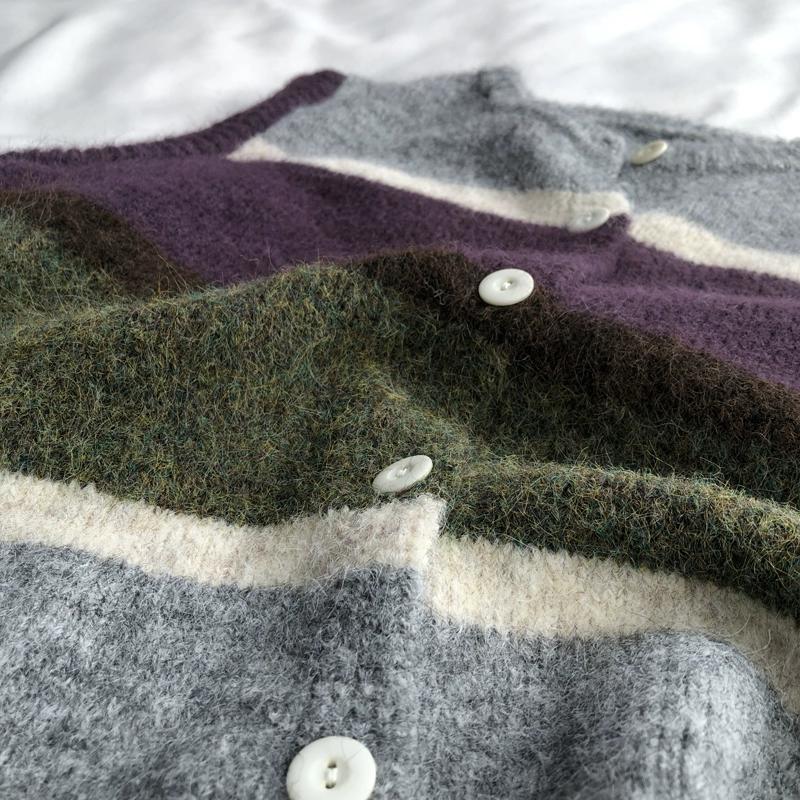 DIMANAF 2025 Übergröße Herbst Damen Streifen Ärmellose Weste Pullover Stricken Lila Lässiger Stil Lockerer Pullover