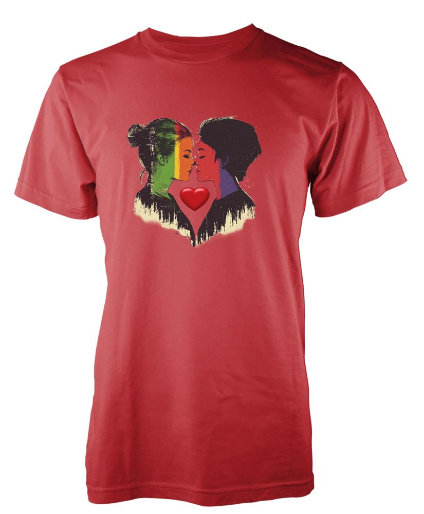 Pride The Kiss Lovers Loveheart Respect Rainbow Lqbtq Unique Tshirt Adult Kids S