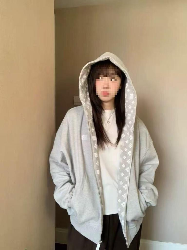 Cool American Sweet Pattern Women's Embroidered Hooded Sweatshirt - Autumn Loose Fit Cardigan