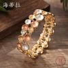 New Color Painting Oil Geometric Round Flower Elastic Bracelet, Fashionable Women's Versatile Petal Bracelet