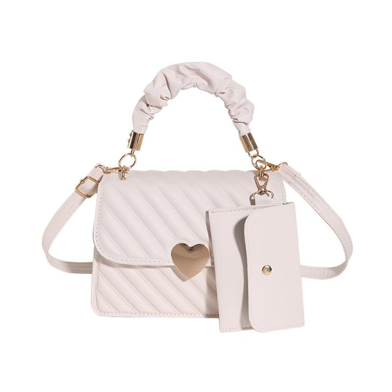 Korean Style Embroidered Textured Shoulder Bag Fashionable Single Strap Crossbody Purse for Women