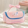 Cake Bowknot Korean Style Pen Bag Plaid Grids Cloth Stationery Bag Pencil Pouch  Kids Children