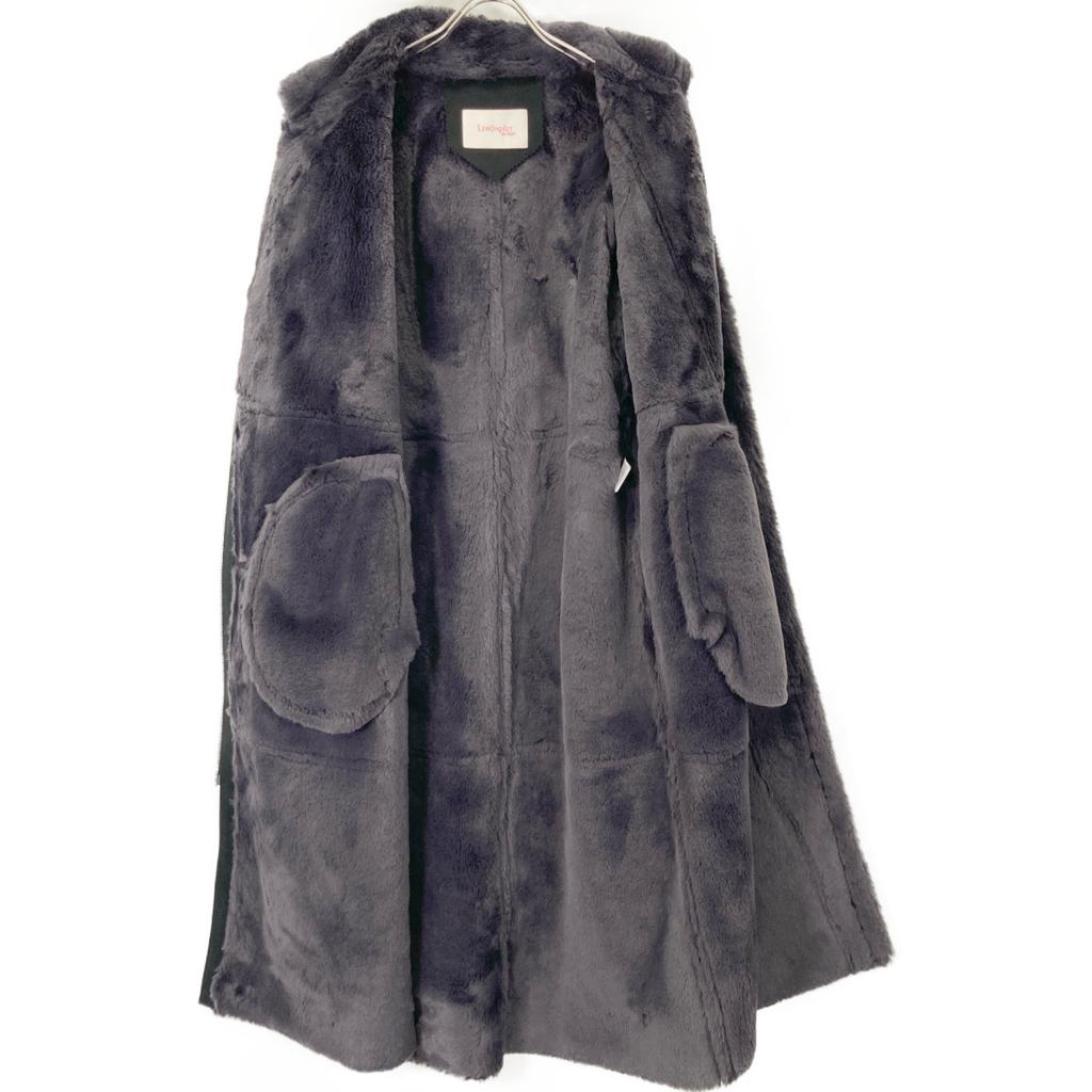 LEMONPLET Black faux shearling zip long coat coat S blackUsed