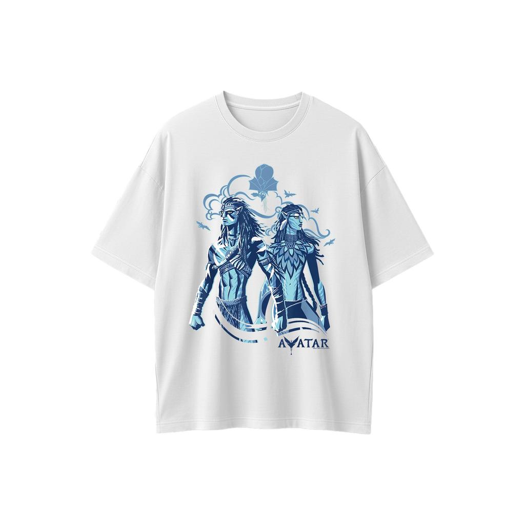 2025 Fire and Ash Jake Sully und Neytiri stehen zusammen T-Shirt Avatar Jake Sully Neytiri Fire and Ash Baumwolle Bedrucktes T-Shirt