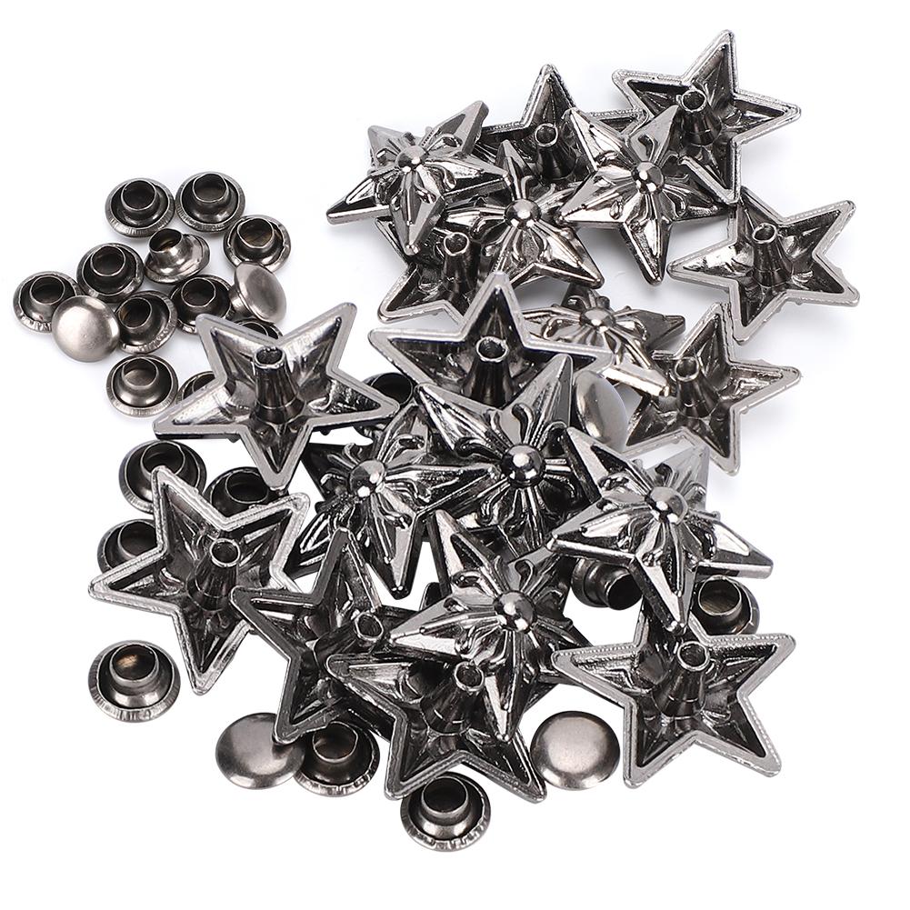 50 Sets Star Rivets Stud Screw Leathercraft Button 16mm DIY Accessories for Belt Luggage Clothing