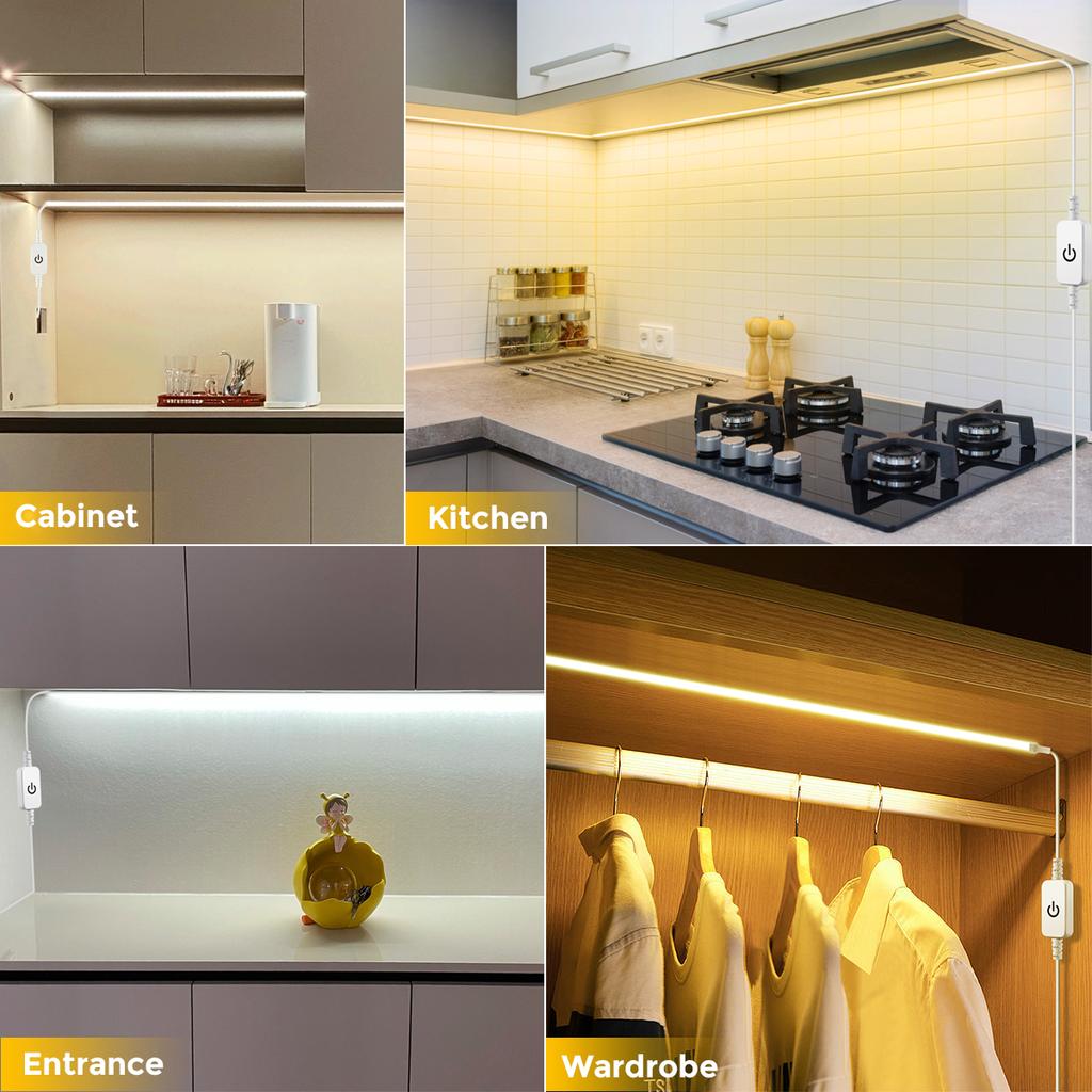 DC 5V COB USB LED Cabinet Light Touch Dimmable TV Backlight Tape LED Strip Lights for Wardrobe Stairs Kitchen Bedroom Decoration