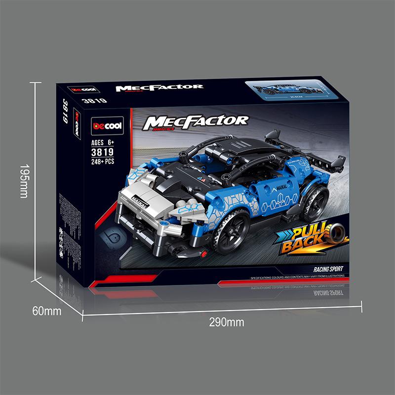 

Сборка автомобиля вплотную к спине, спортивная гоночная модель, мальчик, организация, обучение, подарок, строительный блок, игрушка синий/белый