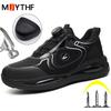 New Waterproof Men Safety Shoes Steel Toe Sneakers Rotated Buckle Puncture Proof Work Safety Boot Man Air Cushion Work Shoe