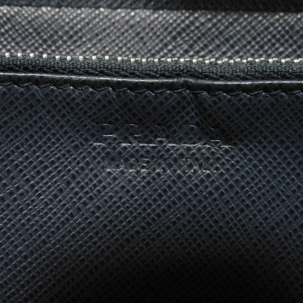 Used 11569 Saffiano Zip Around Wallet 2ML317 PN9 F0216 7940 Navy Zip Around Logo Embossed Baltic Unisex from Japan