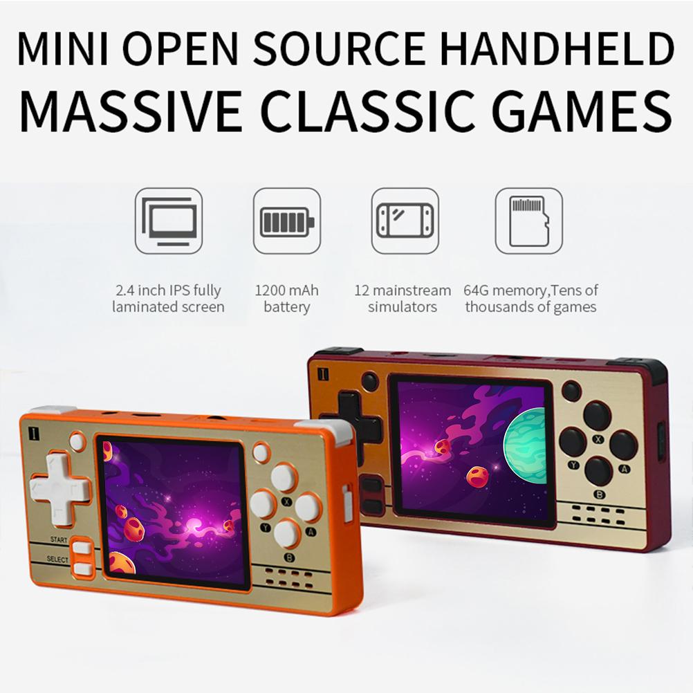 Q20 Mini Retro Game Console 64GB Red Handheld Video Player with Charging Cable