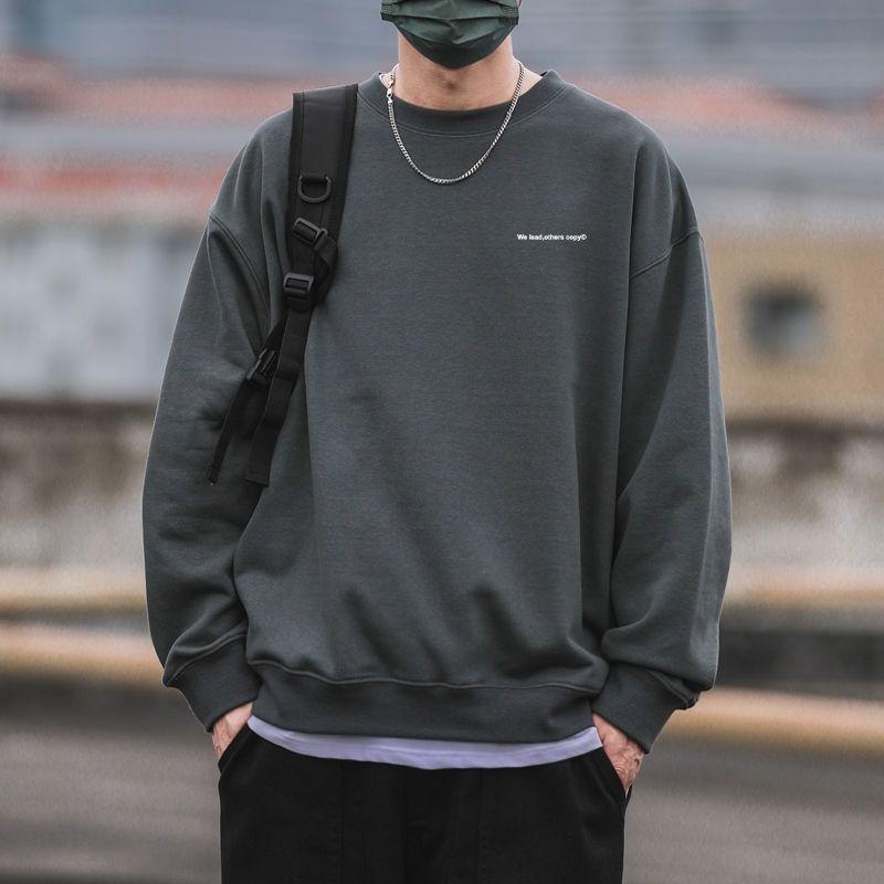 American Retro Autumn 2024 Boyfriend New Patchwork Round Neck Letter Fashion Solid Color Loose Casual Long Sleeved Sweatshirt