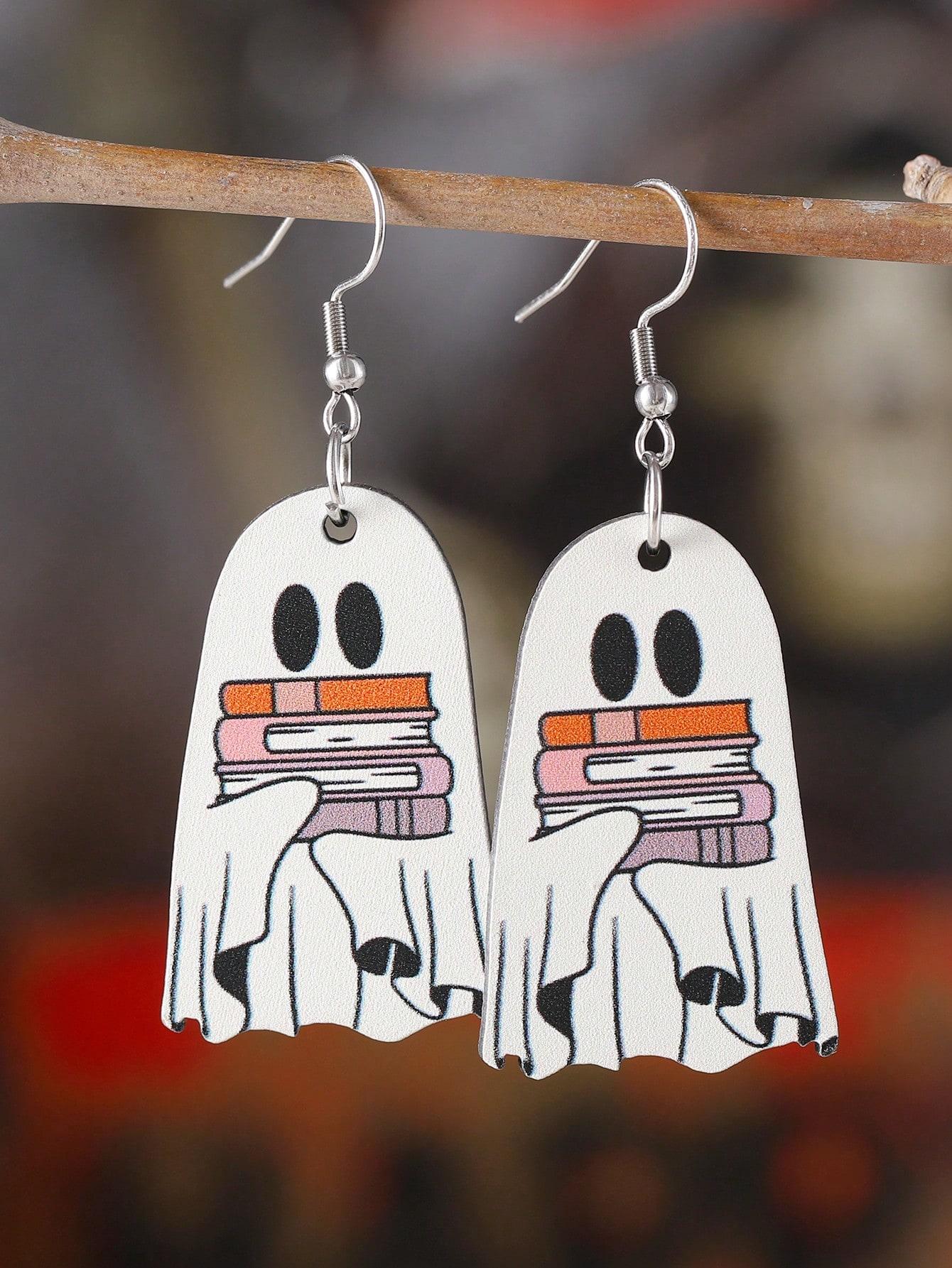 

Ghost Earrings Gothic Wooden Halloween Women s Gift Set