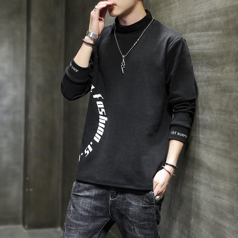half high neck round sweater men 