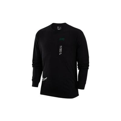 Einfarbig Buchstabenaufdruck Locker sitzendes Rundhals Langarm T-Shirt Herren Tops Schwarz DR6336-010
