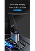 Metal Car Charger with Digital Display & Retractable 3-in-1 Cable for Super Fast Charging Via Cigarette Lighter.