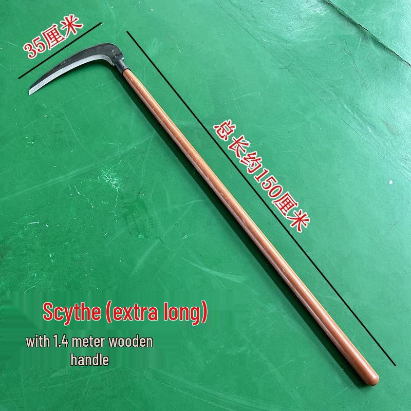 Manganese Steel Forged Large Scythe with Long Handle for Grass and Reed Cutting
