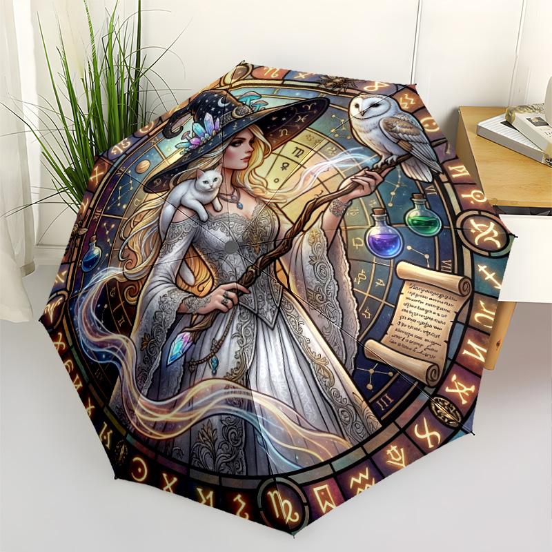 Magical Cosmic Meditation Compact Travel Automatic Umbrella Compact 8-Rib Design Compact Design Travel Essential Stylish Accessory