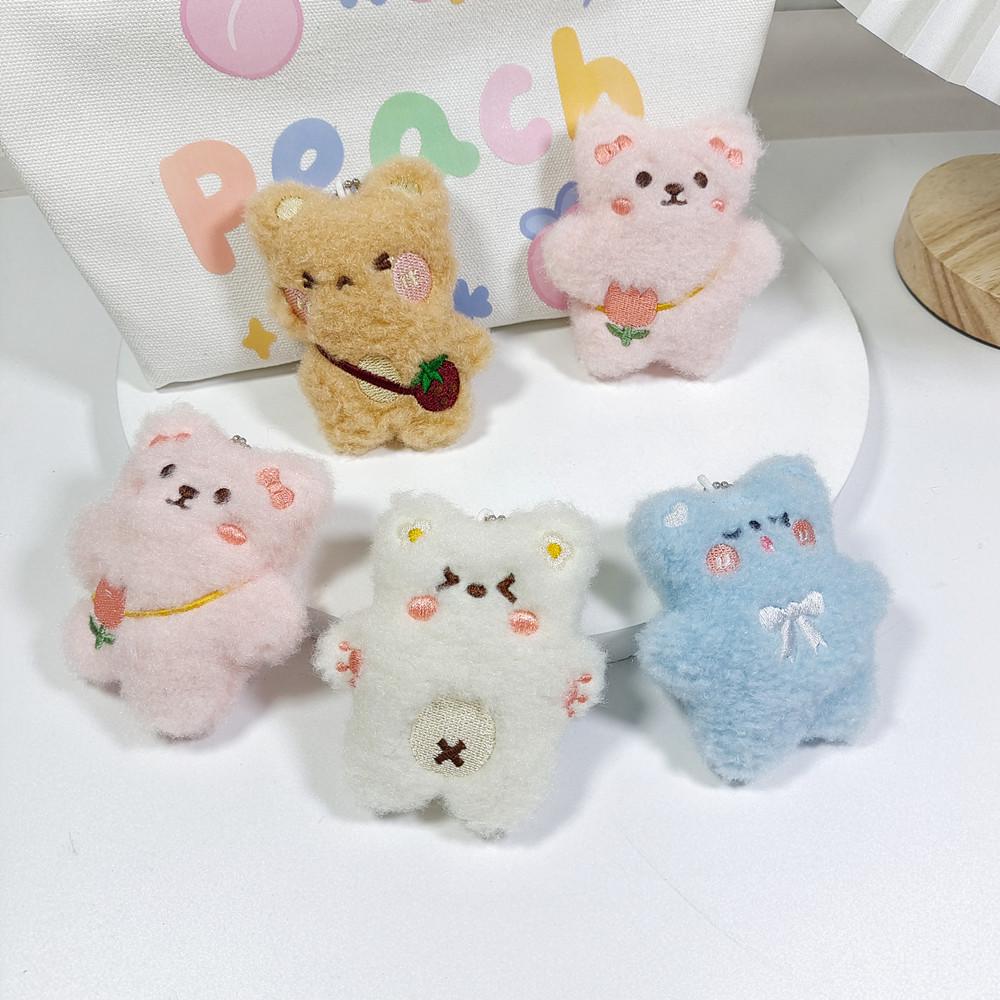 Cartoon Plush Little Bear Pendant Brooch - Cute Doll Decoration for Student Bags