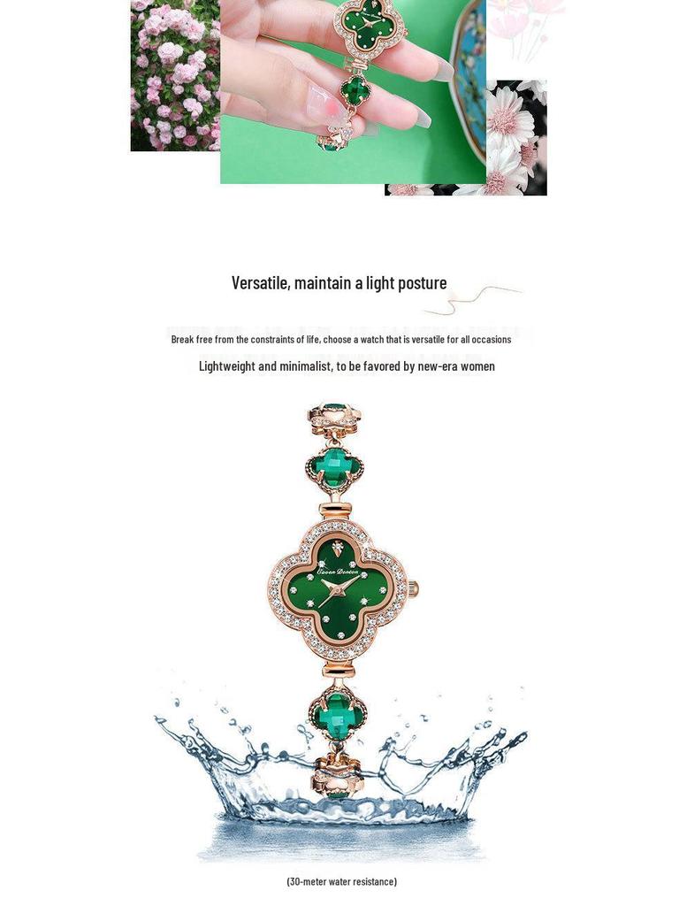 2024 Women's Four-Leaf Clover Quartz Bracelet Watch: Trendy & Personalized Design