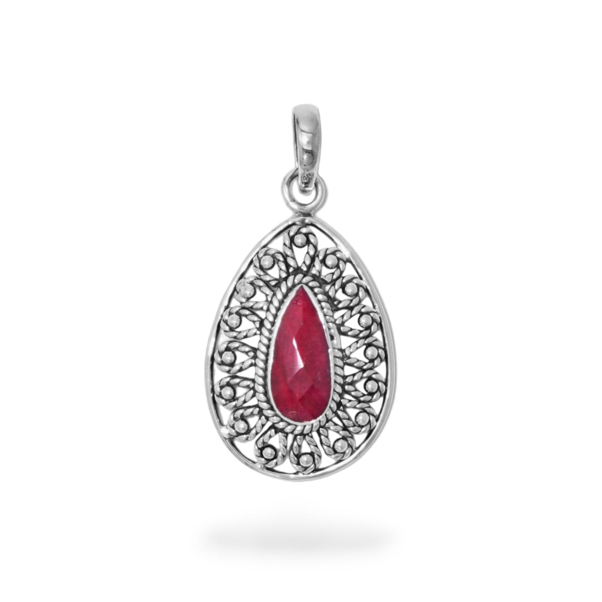 

red corundum pendant, Antique handmade pendant, gift for her, 925 sterling silver jewelry червоний