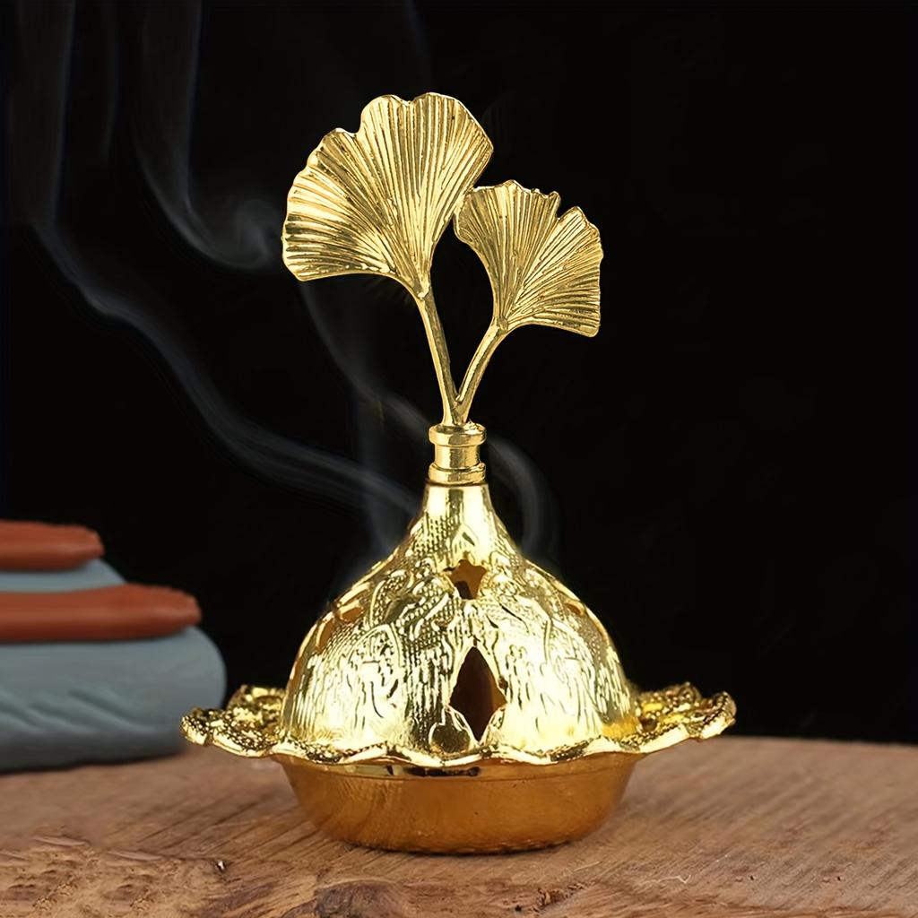 1PC Creative golden iron art mini Middle Eastern incense burner with large pointed tip Small Arabian home decor incense burner accessories