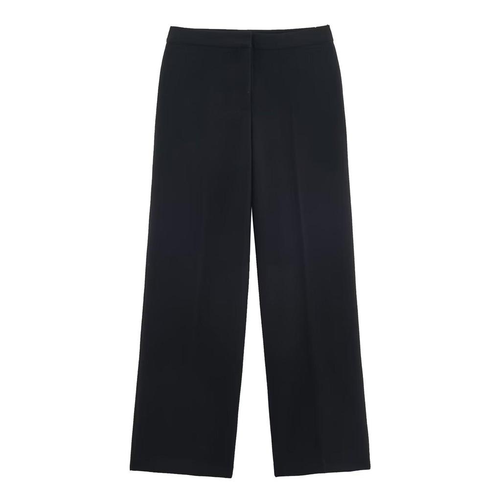 European American Style Fashion Suit: Buckle Decor Jacket & Straight-Leg Pants Two-Piece Slim Fit Set for Women
