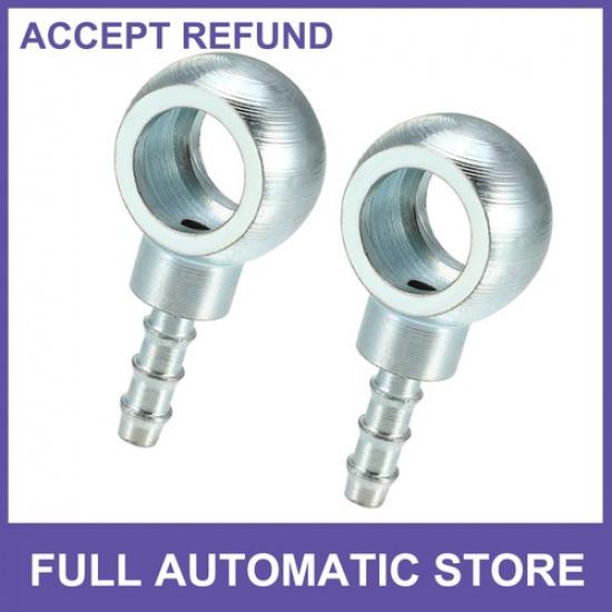 TWO 12mm ID Car Hose Barb Bolt Fittings Universal Adapter Connector Silver Tone