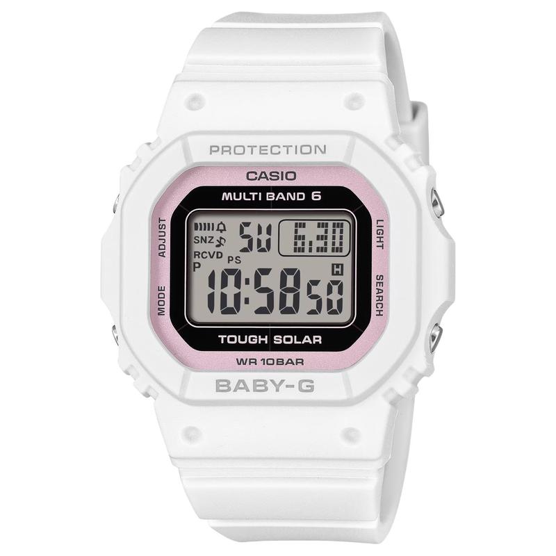 CASIO BGD-5650 series 100 meters waterproof world time chronograph stopwatch solar Quartz resin strap women's watch gray dial BGD-5650SP-7C