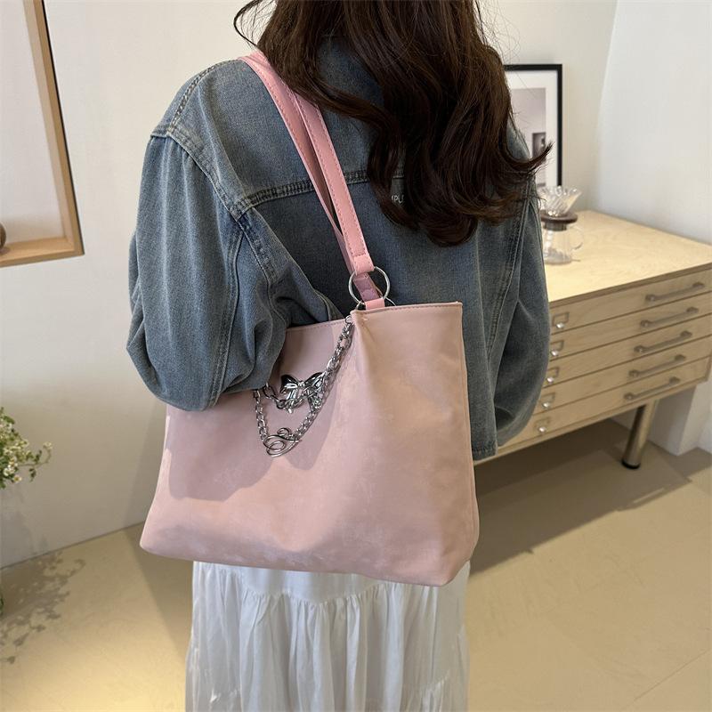 New Urban Large-capacity Fashionable and Simple Solid Color Casual Solid Color Pendant Exquisite Single Shoulder Diagonal Span Armpit Bag