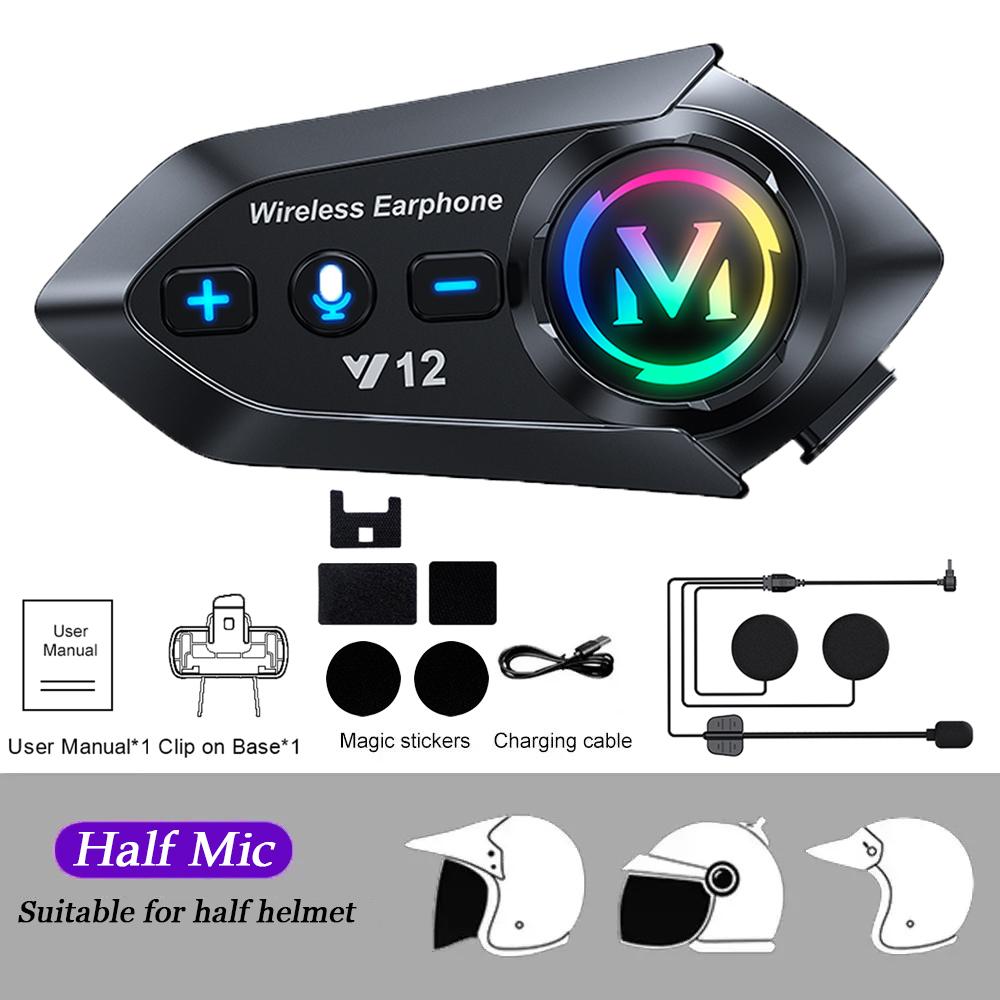 Гарнитура для шлема мотоцикла Y10, стерео, голосовое управление, Bluetooth, свободные руки, IPX7, водонепроницаемая, 2000 мАч, с подсветкой