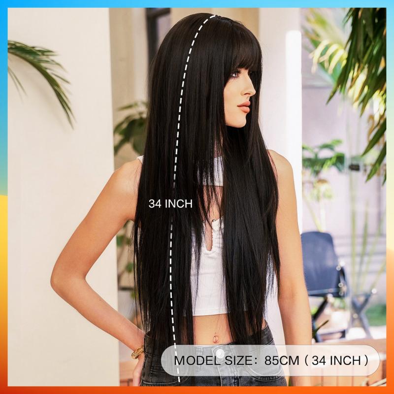 European Wig Women's Fashion Long Wig With Bangs HW9172