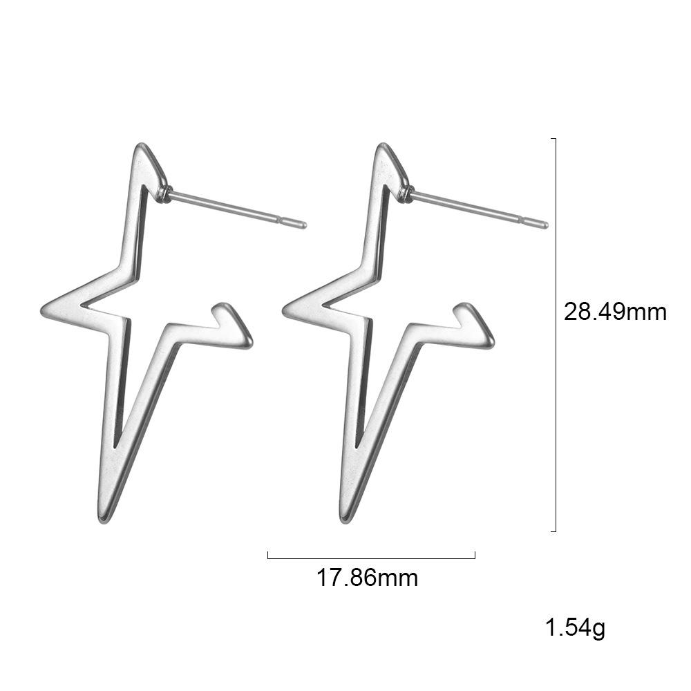 Hollow Cut-Out Five-Point Star Earrings Minimalist Hip Hop Stud Earrings Versatile Ear Jewelry