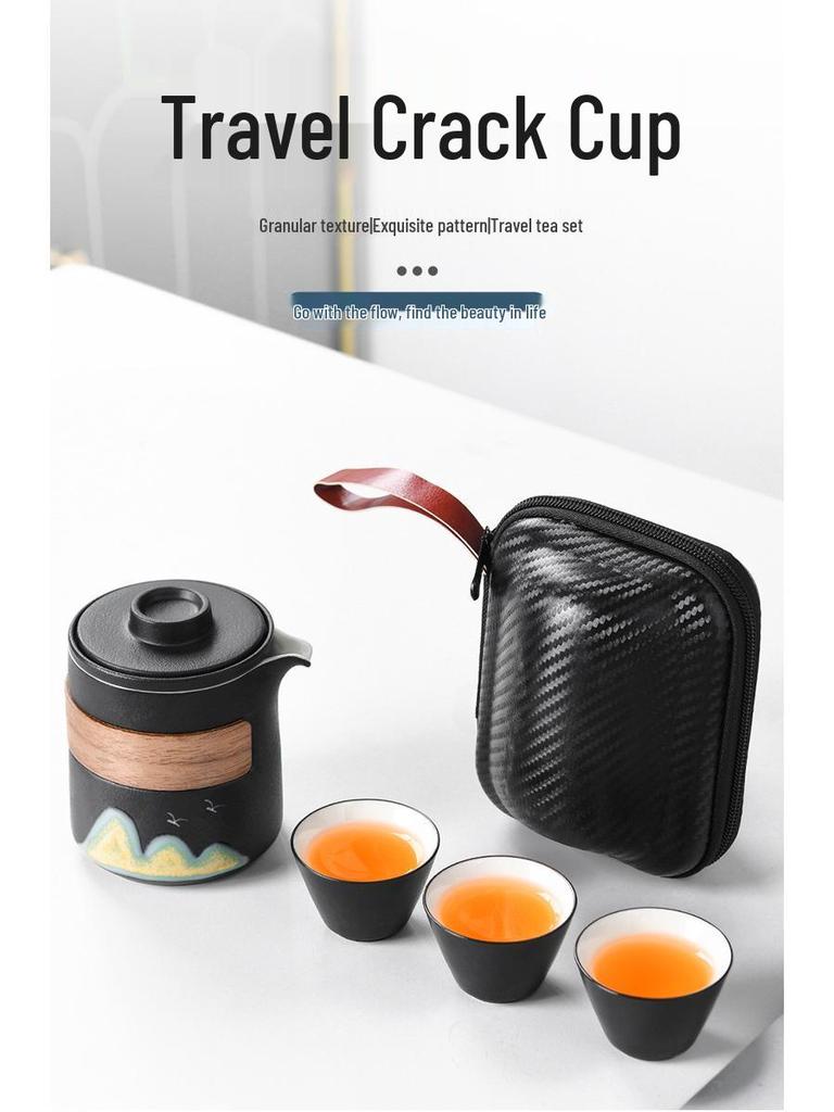 Portable Travel Tea Set: One Pot with Three Cups and Carry Bag for Camping & Solo Brewing