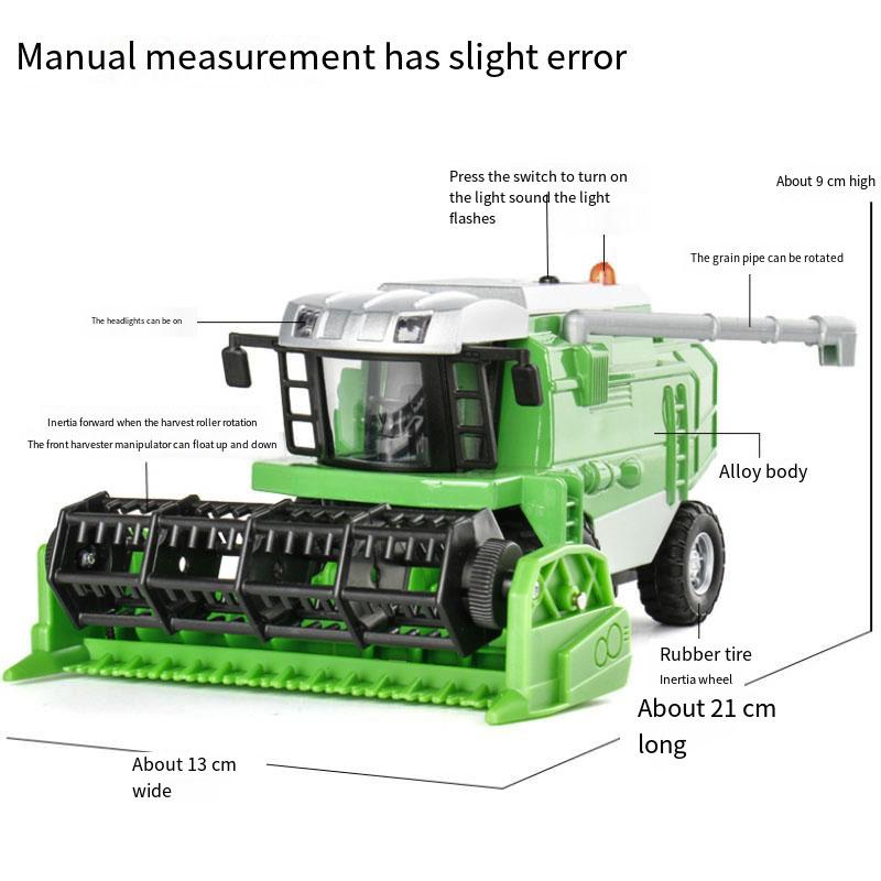 1/24 Alloy Combined Wheat Harvester Model Agricultural Tractor Vehicle Sound and Light Suitable for Collection Kids Toys
