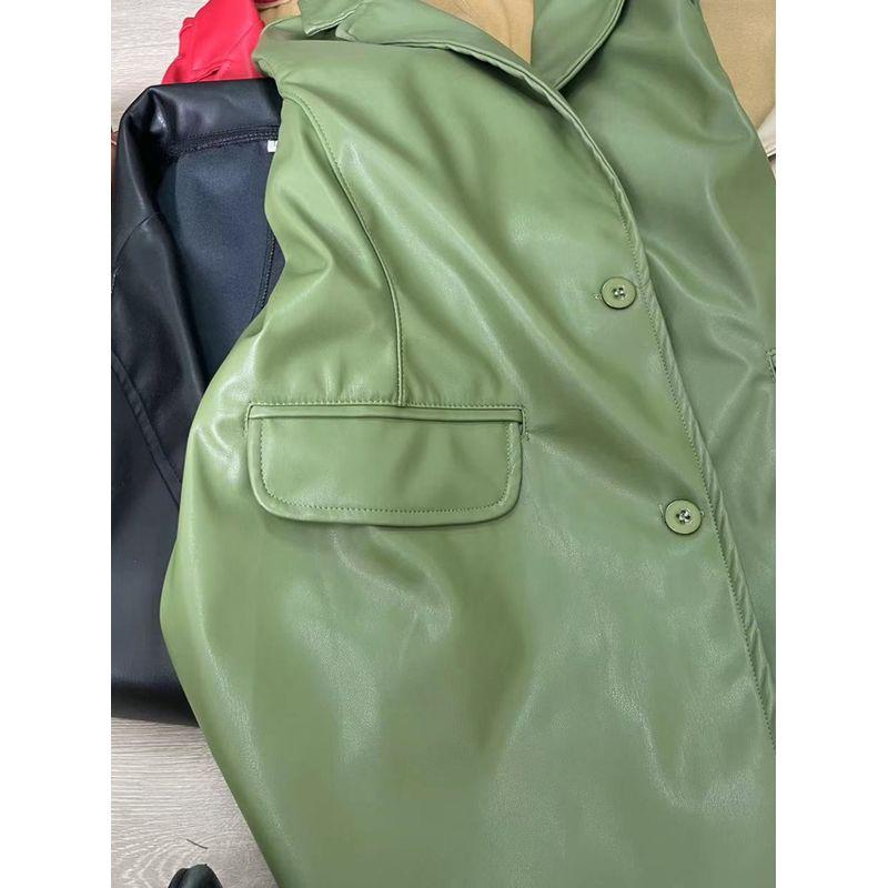 Women's Leather Coat Fall and Winter New Arrival Fashion PU Leather Outwear Leisure Warm Suit Jacket PU Leather Suit