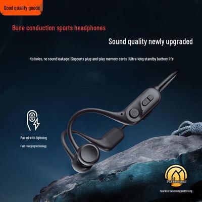 Waterproof Bone Conduction Bluetooth Earphones with Memory Card Slot for Swimming & Sports - Y12S