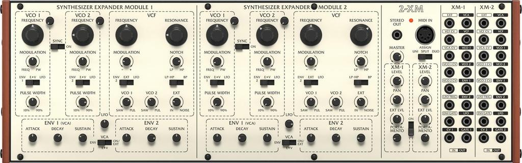 Behringer Classic Polyphonic Analog Synthesizer for Eurorack with 4 2 Multimode 2 and 4 Envelopes 2-XM (Duophonic) VCOs, VCFs, LFOs,