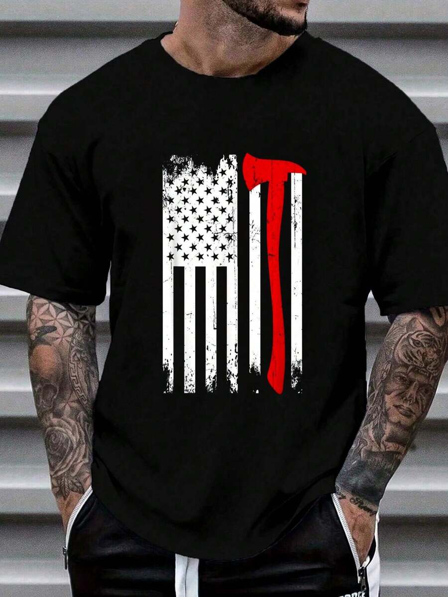 100% Cotton Firefighter Patriotic Fireman Firefighting Rescuer Volunteer T-Shirt Women s Men s S разноцветный
