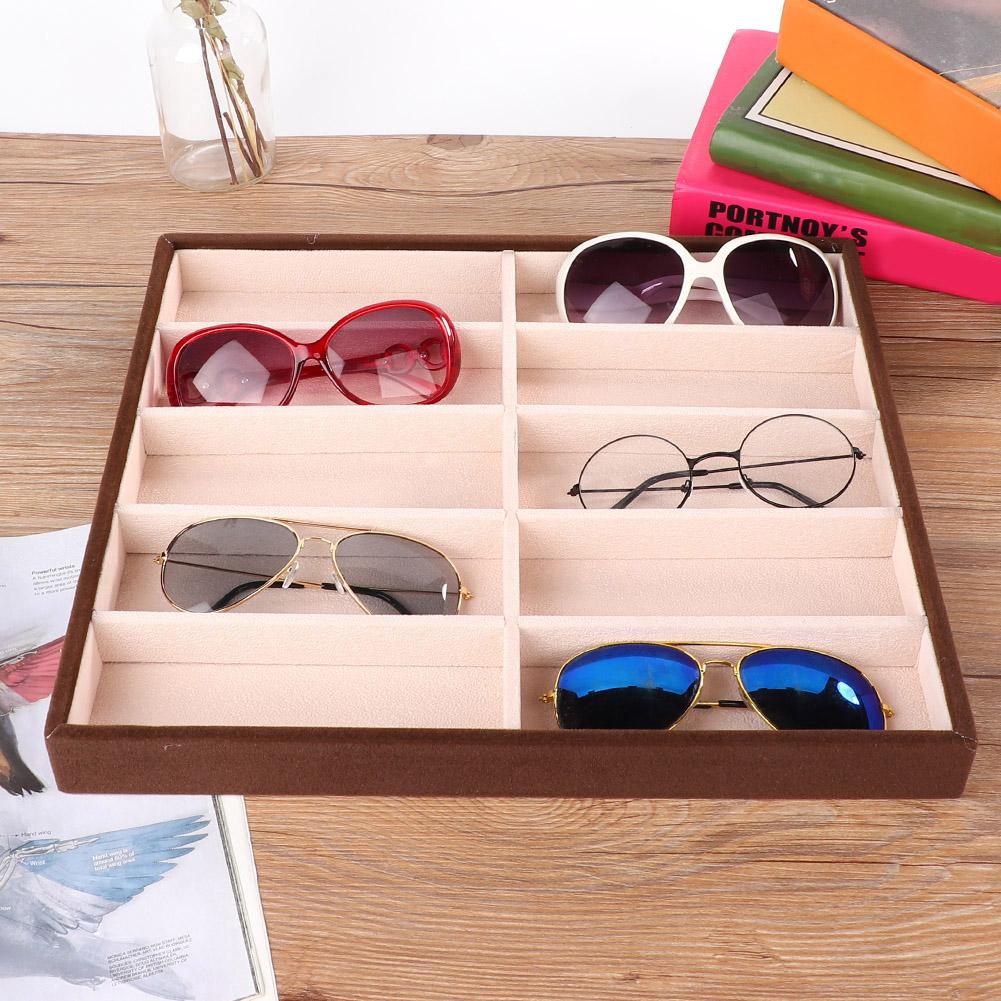 Sunglass Box 10 Grids Modern Glasses Organizer Eyeglass Display Storage Cases