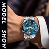 OLEVS Men Watch Fashionable Original Moon Phase Quartz Watch Waterproof Luminous Automatic Date Stainless Watch Gifts