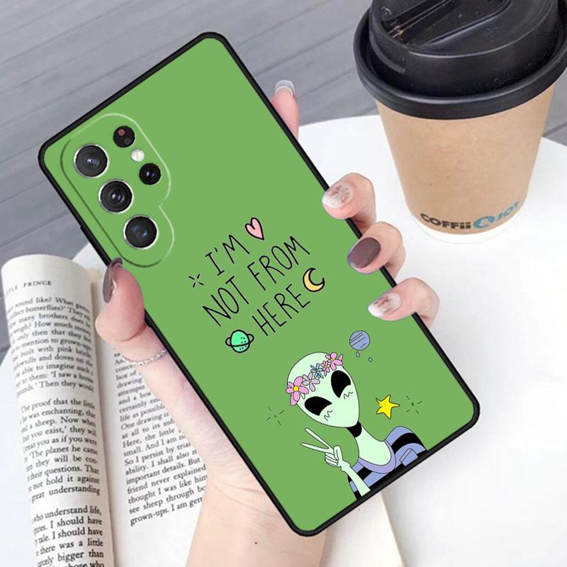 Aesthetics Cartoon Alien Phone Case Cover For Samsung Galaxy S24 S25 Ultra S21 S22 Ultra S10E Note 10 Plus Note 20 FE S23