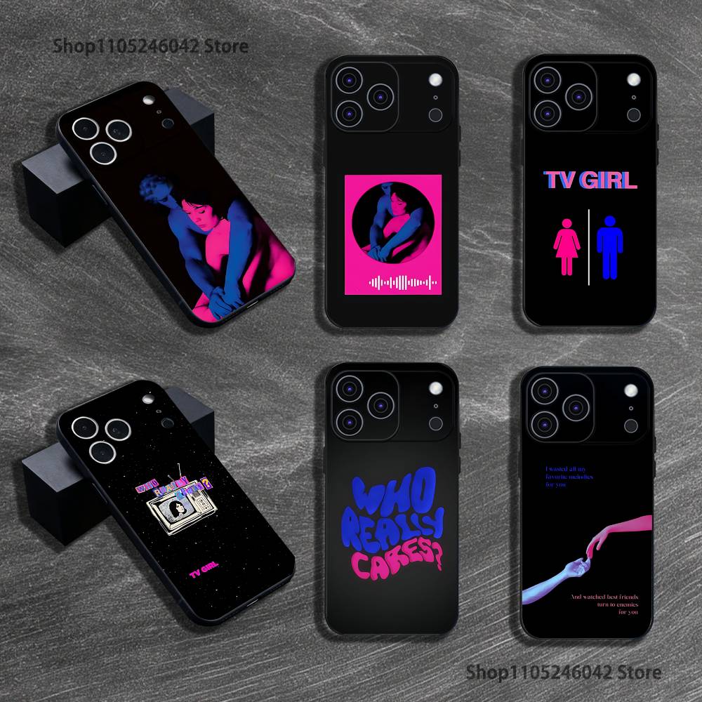 T-Tv Girls Who Really Cares Wear-resistant Phone Case For iPhone 17,16,15,14,13,12,11,Pro,XS,Max,XR,Plus,E,Mini Black Soft Cover