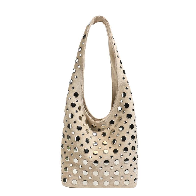 Luxus Nieten Beuteltaschen für Damen Wildlederimitat Umhängetasche Winter Nieten Handtaschen Mattes Finish Damen Tasche Shopper Tote