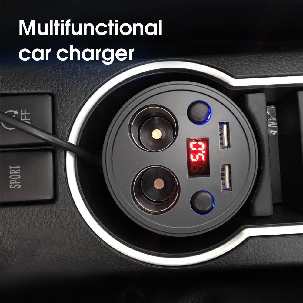 Car Charger 2 USB DC/5V 3.1A Cup Power Socket Adapter Cigarette Lighter Splitter Phone With Voltage LED Display Car Accessories
