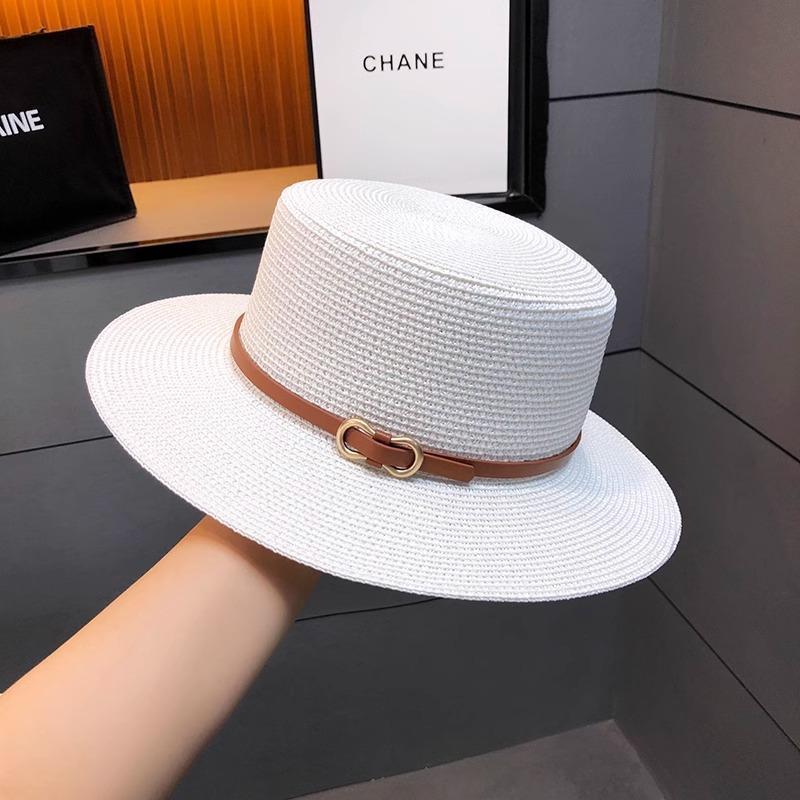Flat Top Hat Summer Travel Seaside Vacation Wind Shading Sun Protection Straw Hat Show Face Small Temperament Sun Hat Children